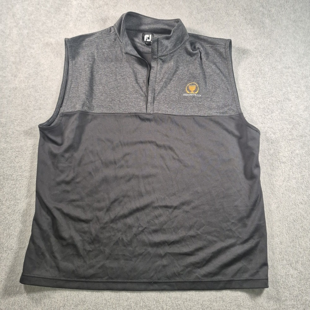 FootJoy Vest Mens XXL Gray Black Presidents Cup Golf Half Zip Jersey Performance